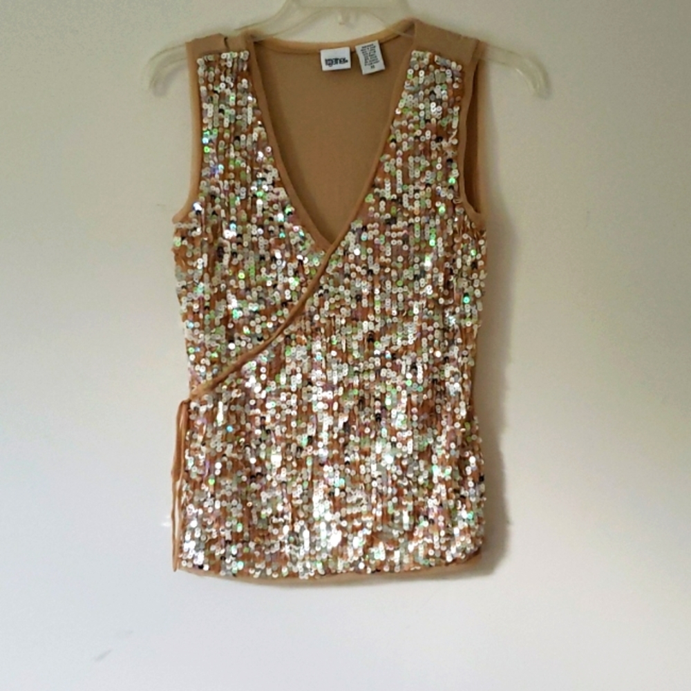 Together sequin top beige sparkle XS